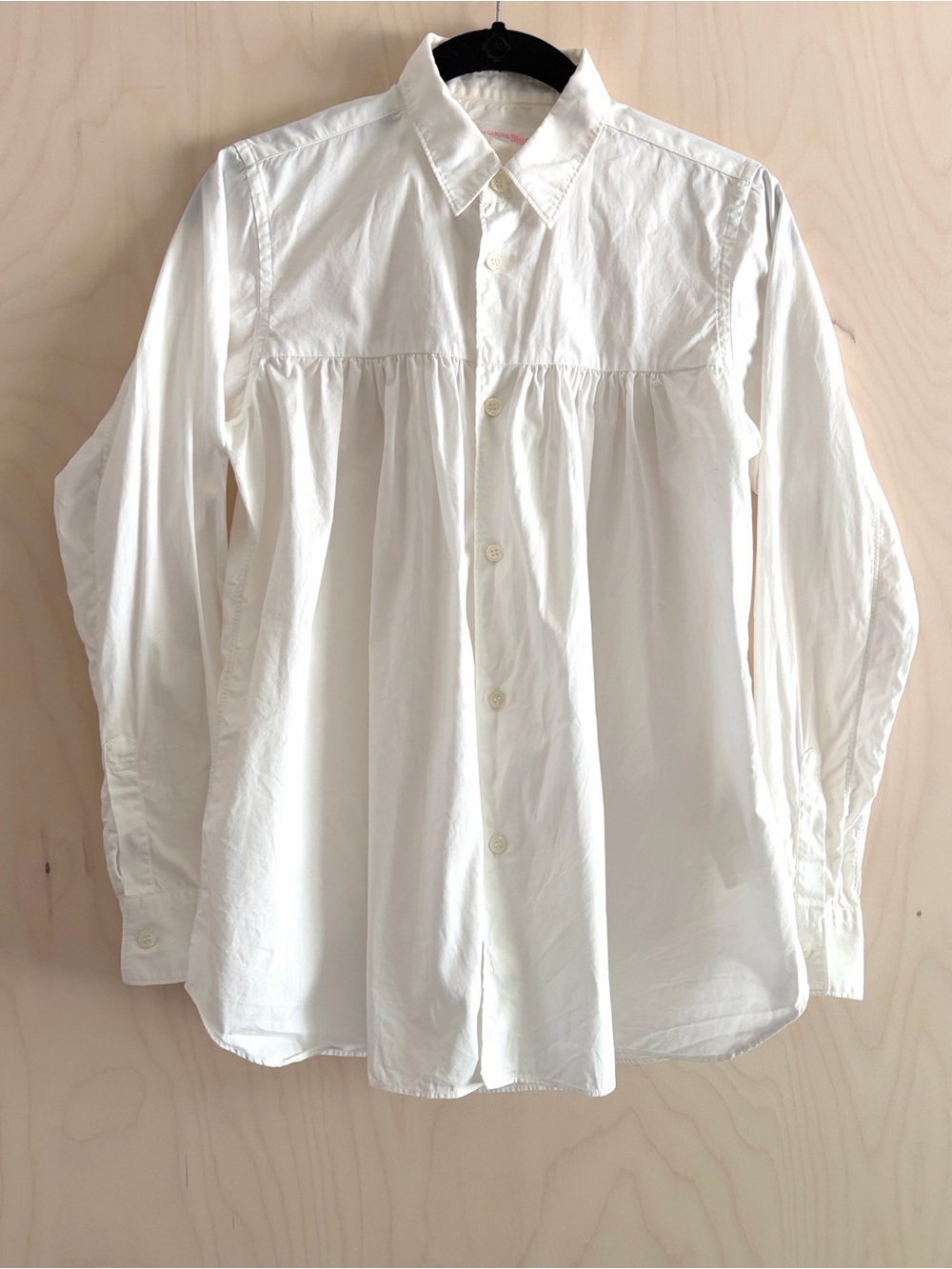 Comme des Garcons Shirt White Button-Down Shirt with Gathers - Made in France